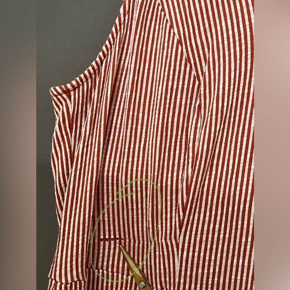 Mod Cloth 2x Rust Cream Keyhole Striped Sleeveless Jump Suit - Picture 6 of 6